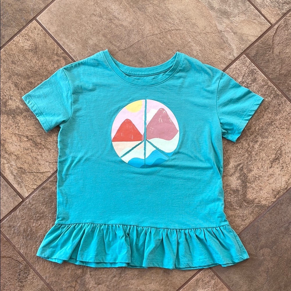 + CAT & JACK + Peace Sign Graphic Ruffle T-Shirt